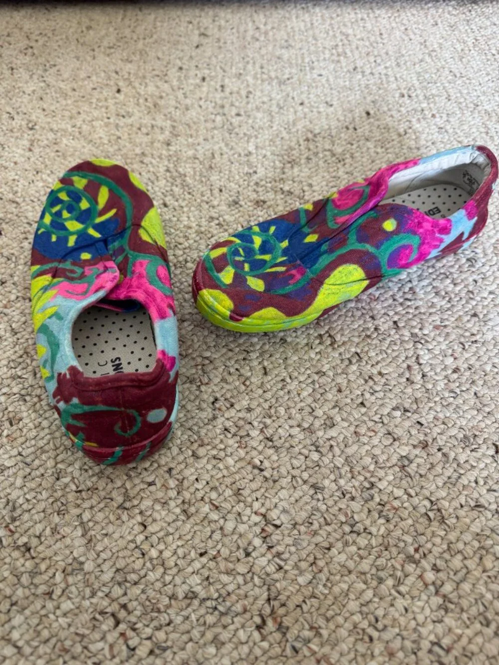 Painted Original Slide On Shoes Casual Colorful Artistic Fun